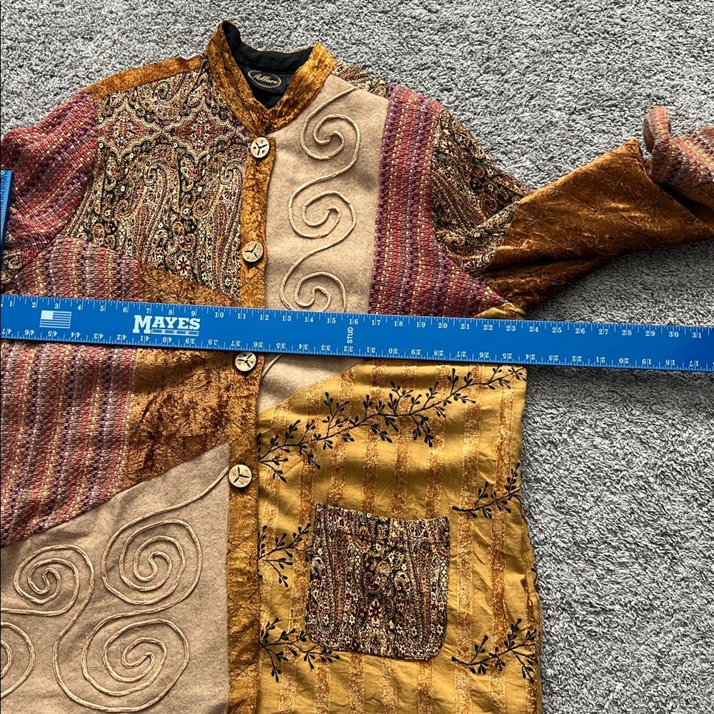 VTG Allure Tapestry Boho Patchwork Jacquard Velvet Button Front Jacket - Size 1X - Picture 5 of 7